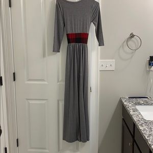 Gray and plaid maxi dress